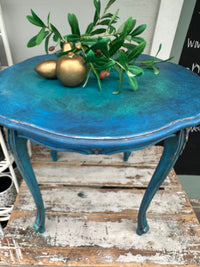 Boho Brights carved table - painted ex the PMV studio