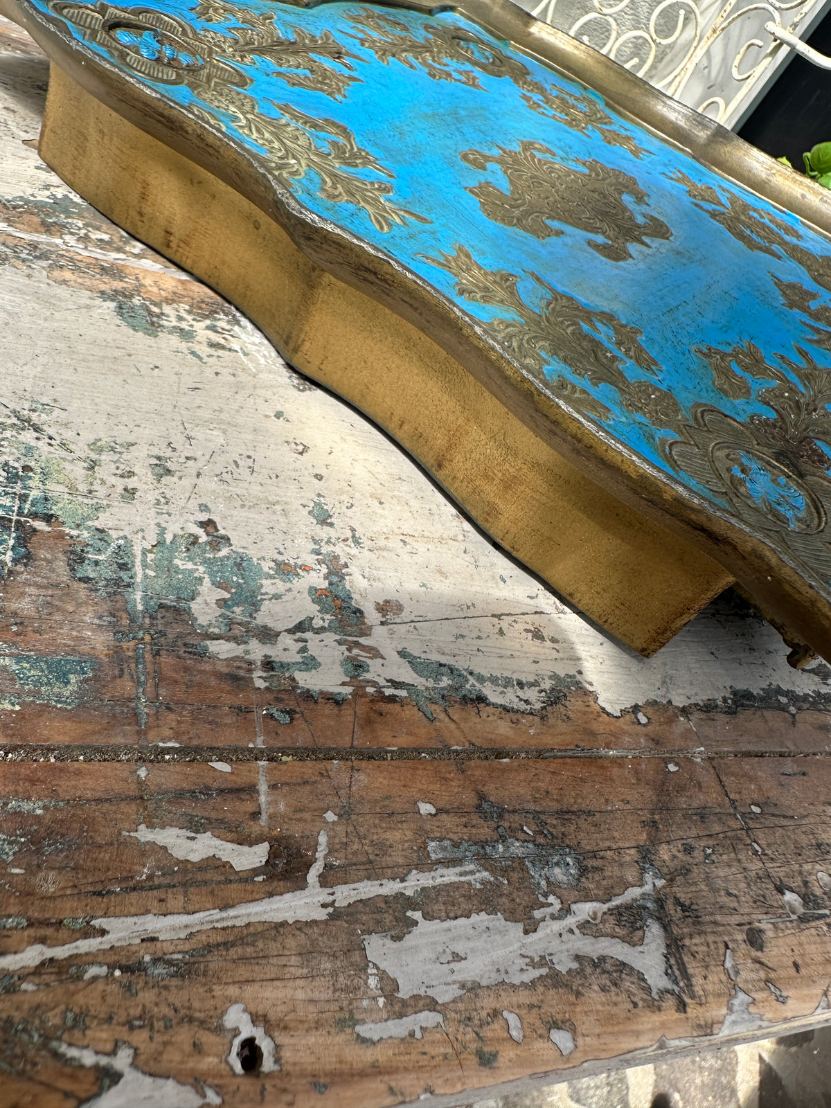 Turquoise and Old Gold Florentine table top