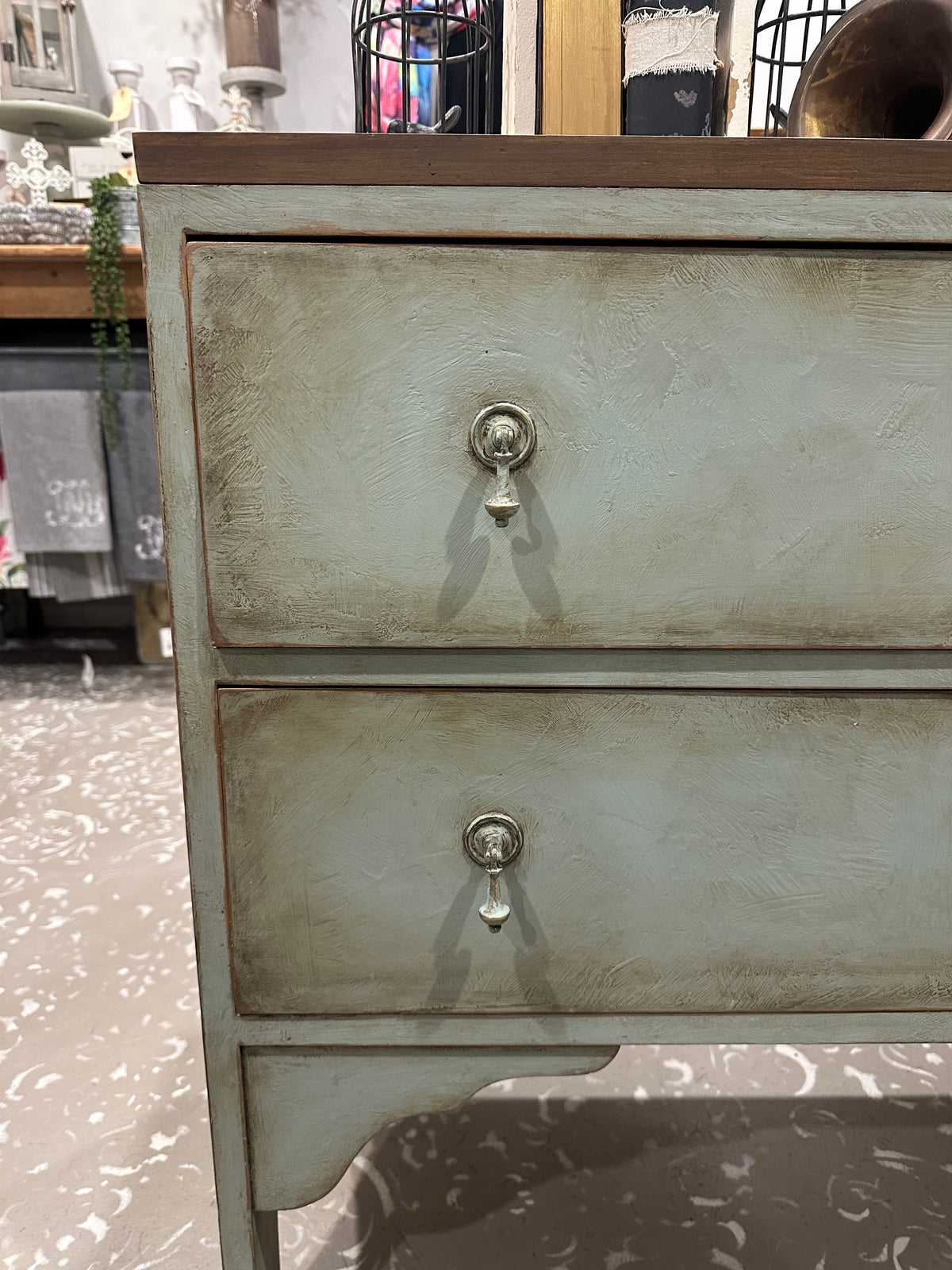 Primitive Vintage sideboard drawers in rustic Duck Egg