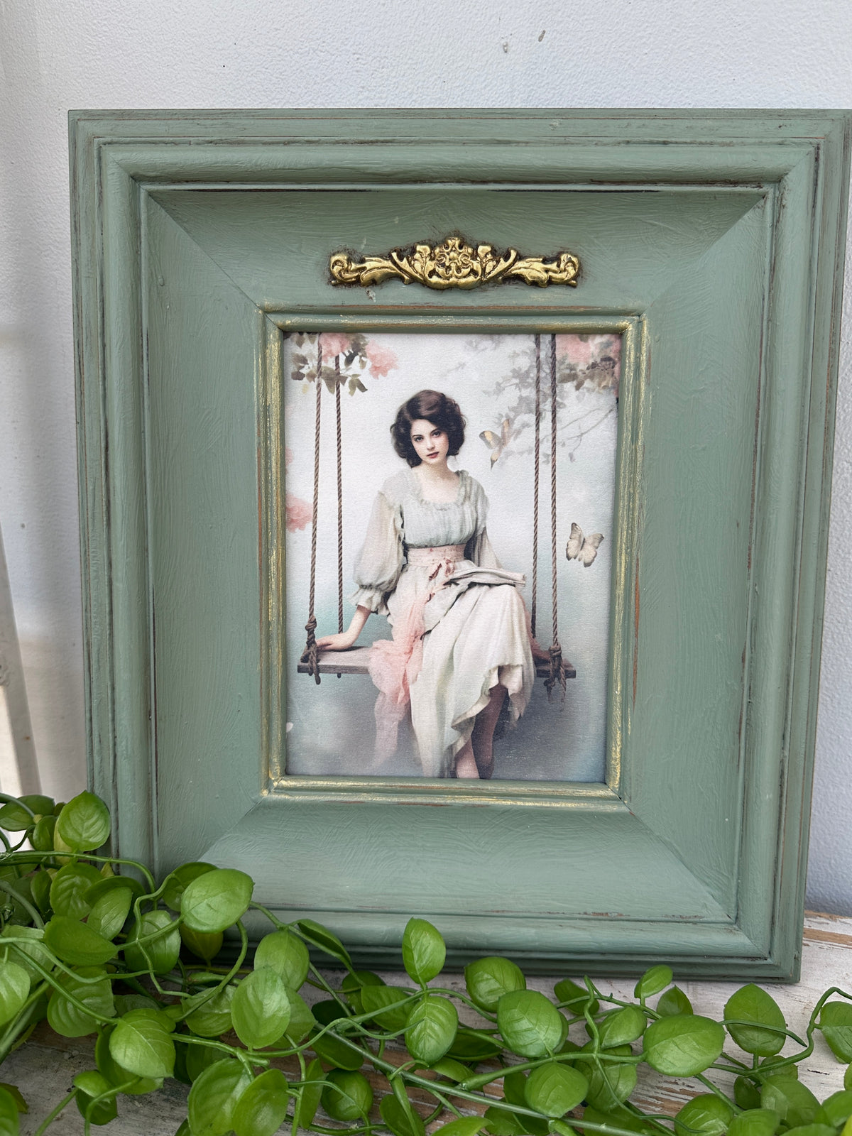 Framed Peaceful Woman on Swing