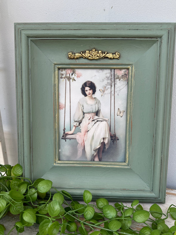 Framed Peaceful Woman on Swing