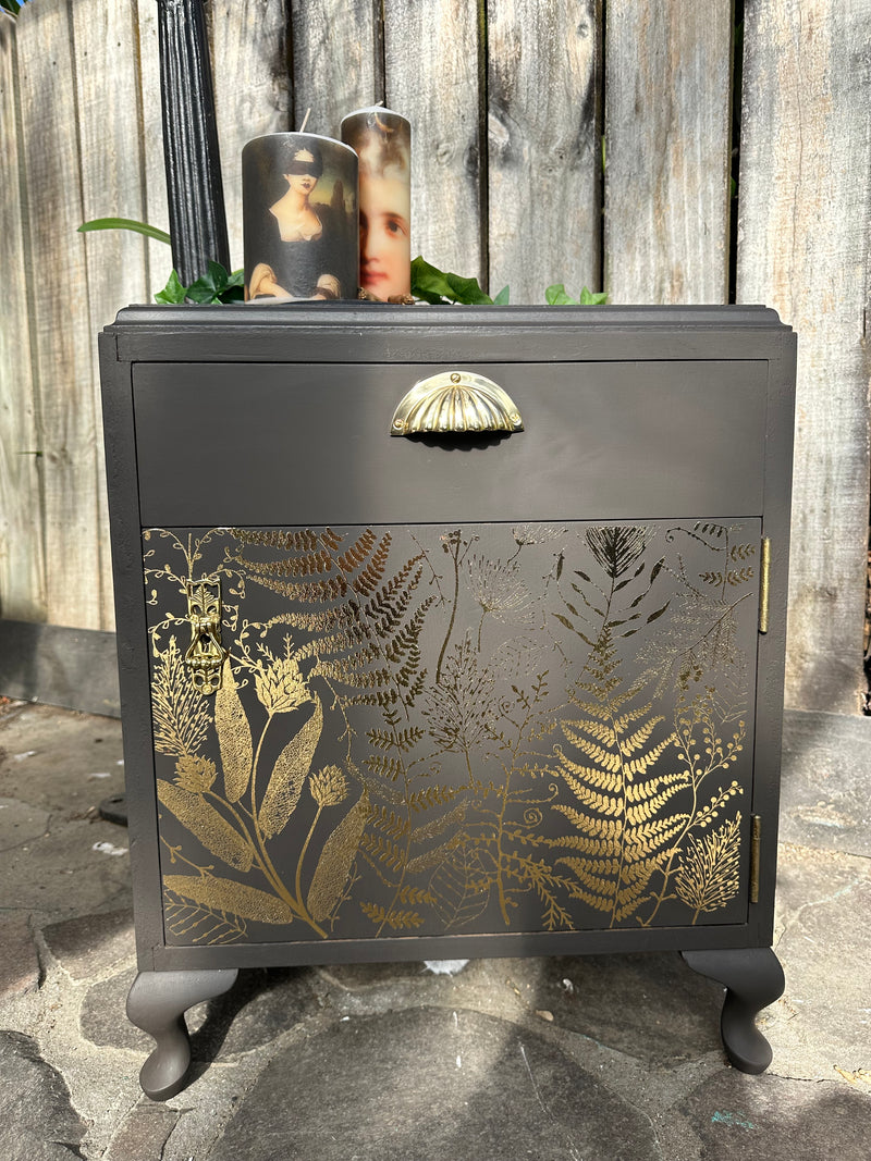 Midnight Brew Bedside table with Gold