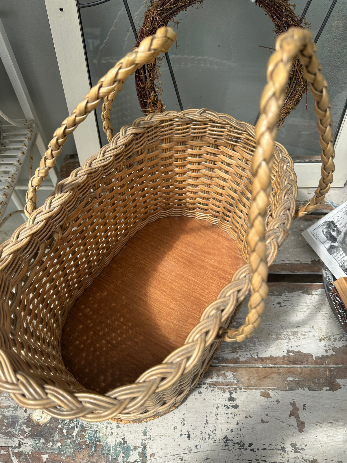 Vintage cane shopping basket