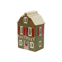 French Country Alsace Tea Light House Christmas Green w Shutters