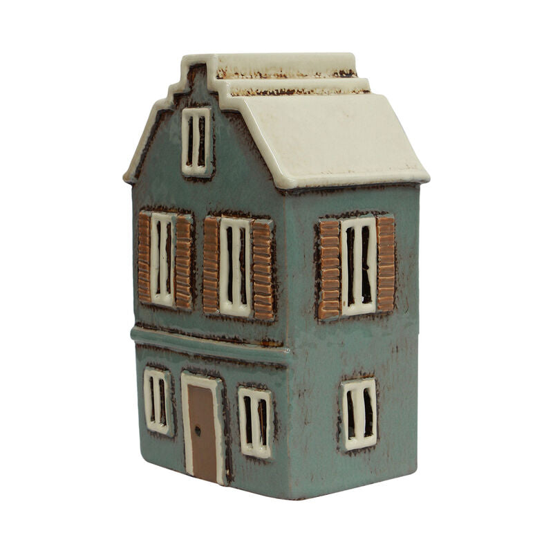 French Country Alsace Tea Light House w Shutters Blue