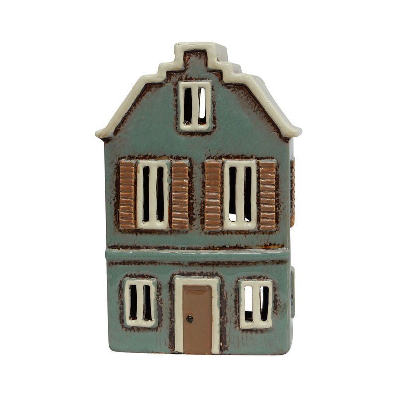 French Country Alsace Tea Light House w Shutters Blue