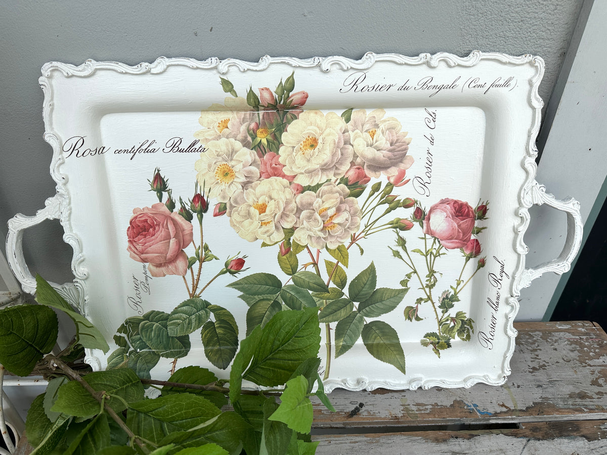 Floral Shabby Chic metal tray