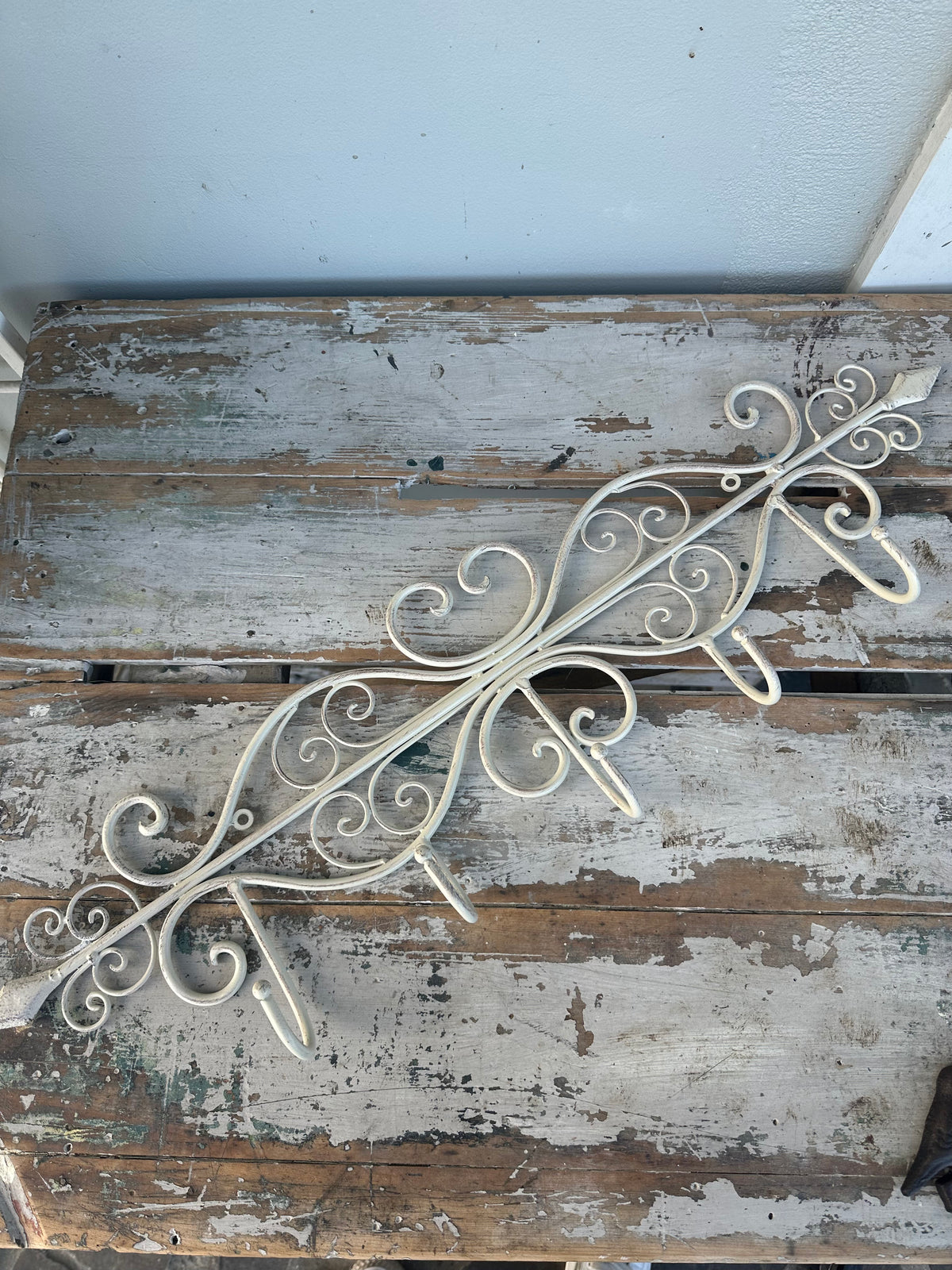 Long Hook Cast Iron Antique White