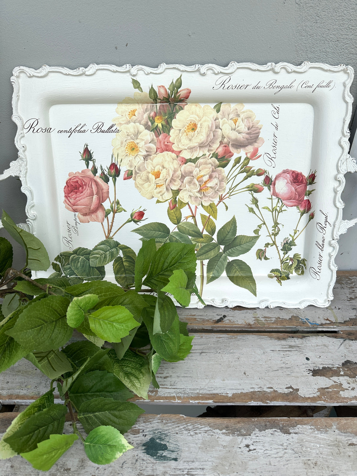 Floral Shabby Chic metal tray