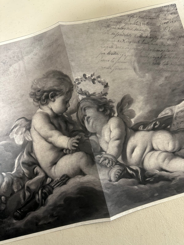 Cherubs in Grey Paper for Decoupage A3