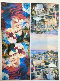 Frida Peacock Brights Scarf & Artwork I The Villa Collection