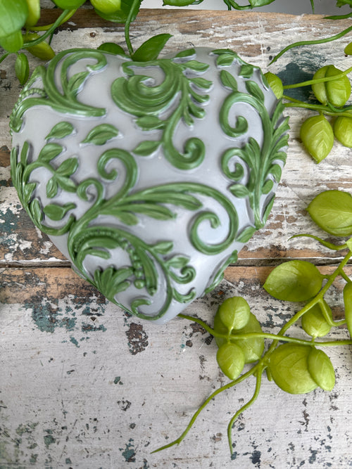 Wall heart Green Filigree