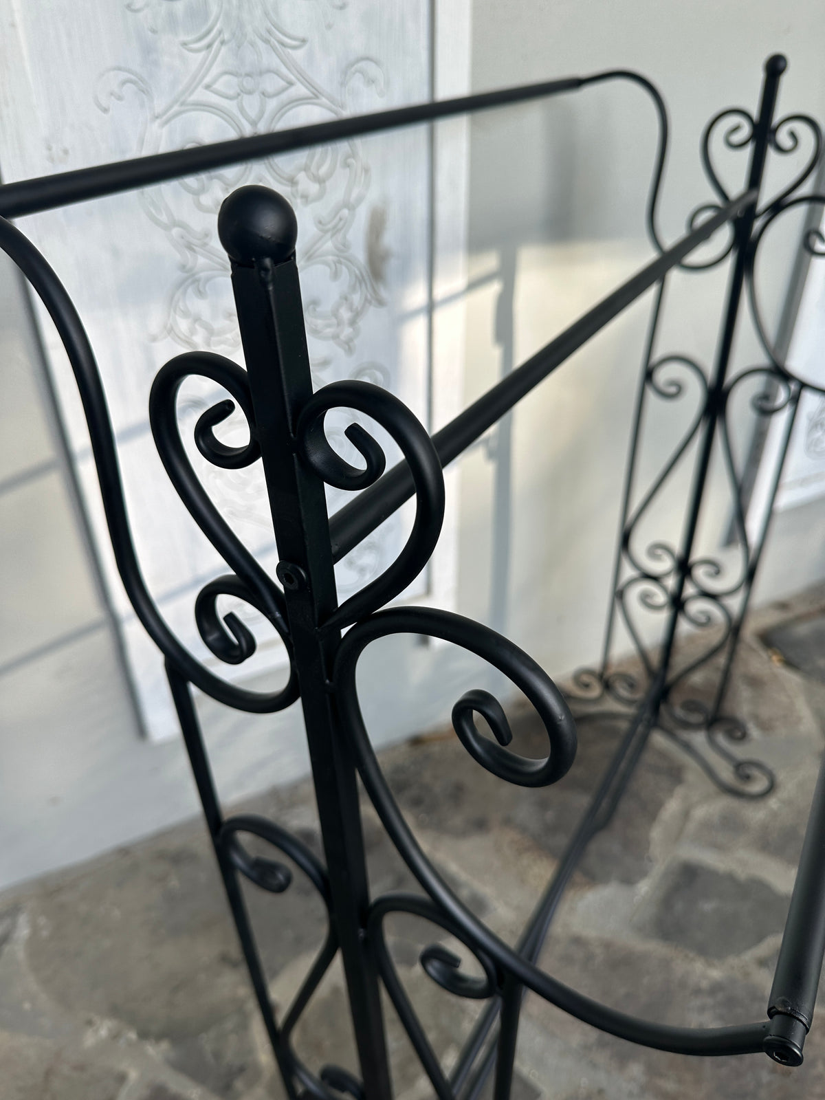 Metal Filigree Towel Rail Black Collect only