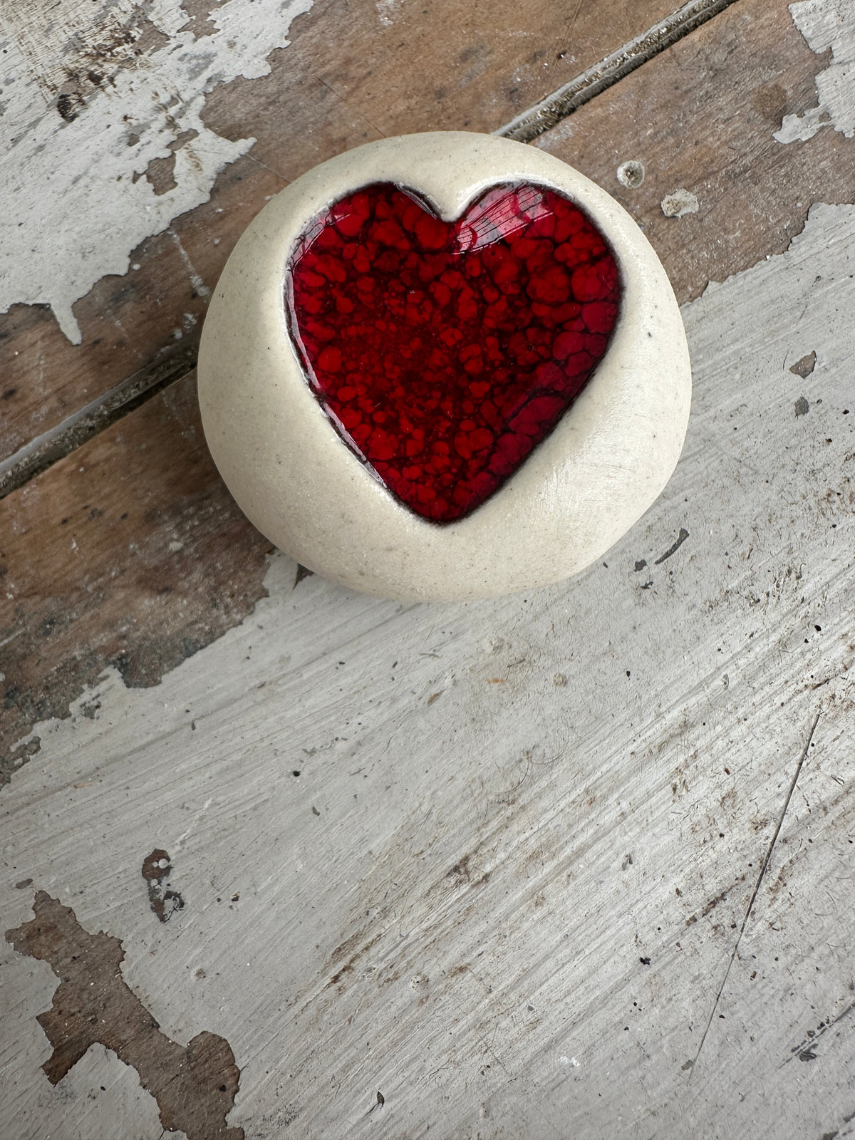 Red ceramic heart imprinted