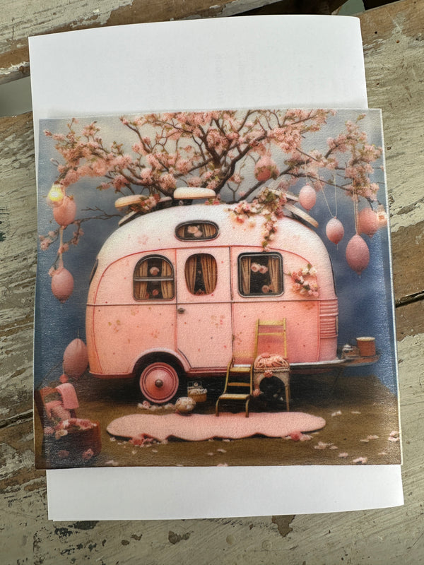 Mini decoupage Paper Pink Enchanted Camping