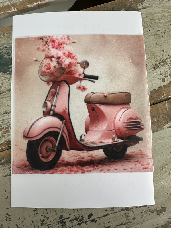 Mini decoupage Paper Pink Scooter