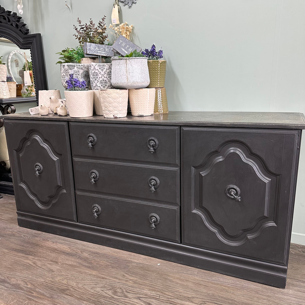 Wax distressed Black Sideboard