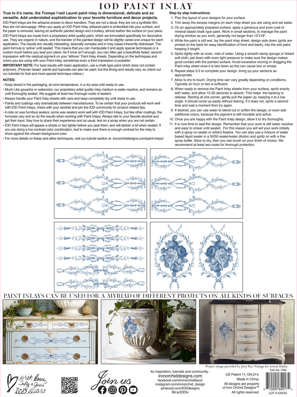 Trompe L'oeil Bleu I IOD Paint Inlay I 4 sheets | Paint me Vintage