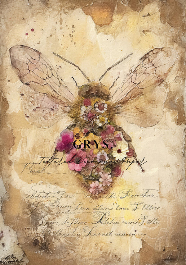 Blooming Bee Paper for Decoupage A1