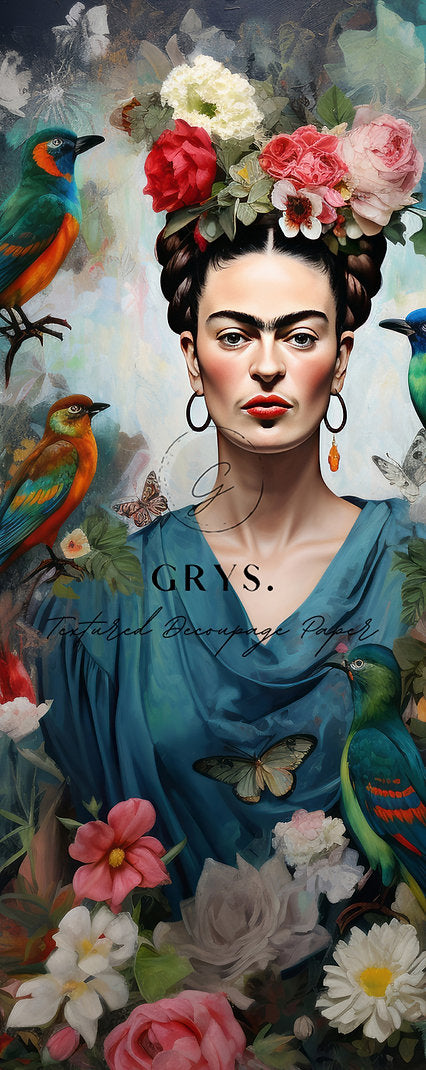 Door Frida with Birds Paper for Decoupage nz