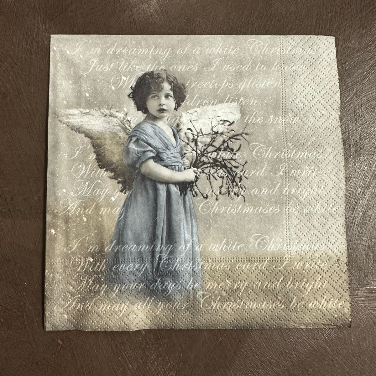 Dreaming of White Christmas Angel Napkin for Decoupage