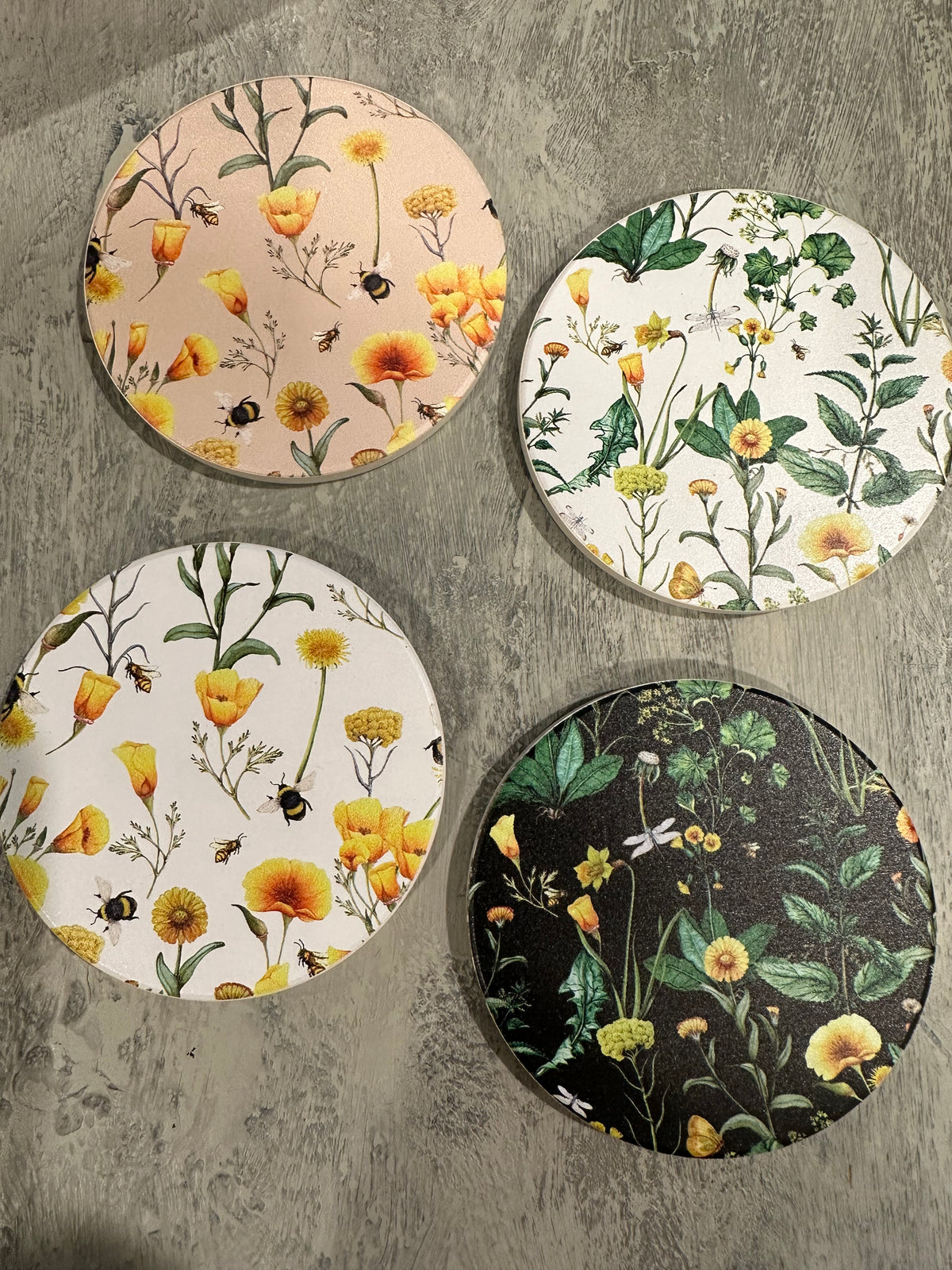 Coaster set Bees x 4