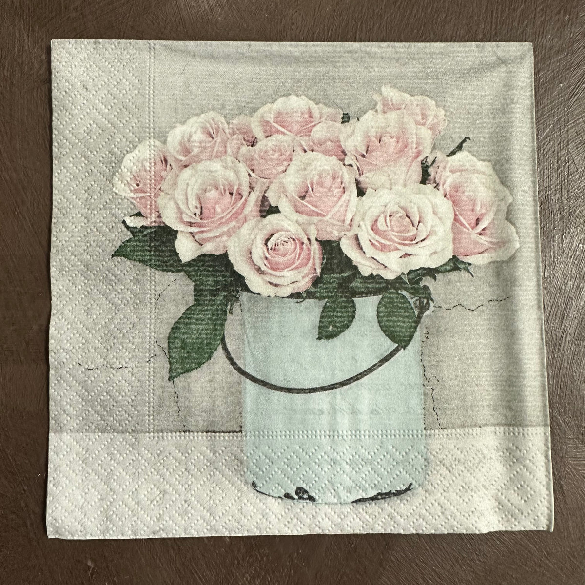 Blue pot of Flowers Napkin for Decoupage