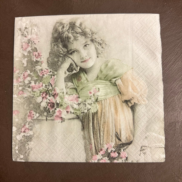 Yellow dress Girl Napkin for Decoupage