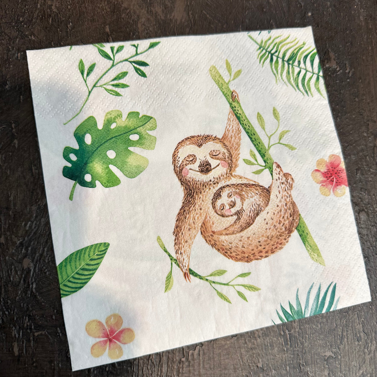 Sloth Napkin for Decoupage