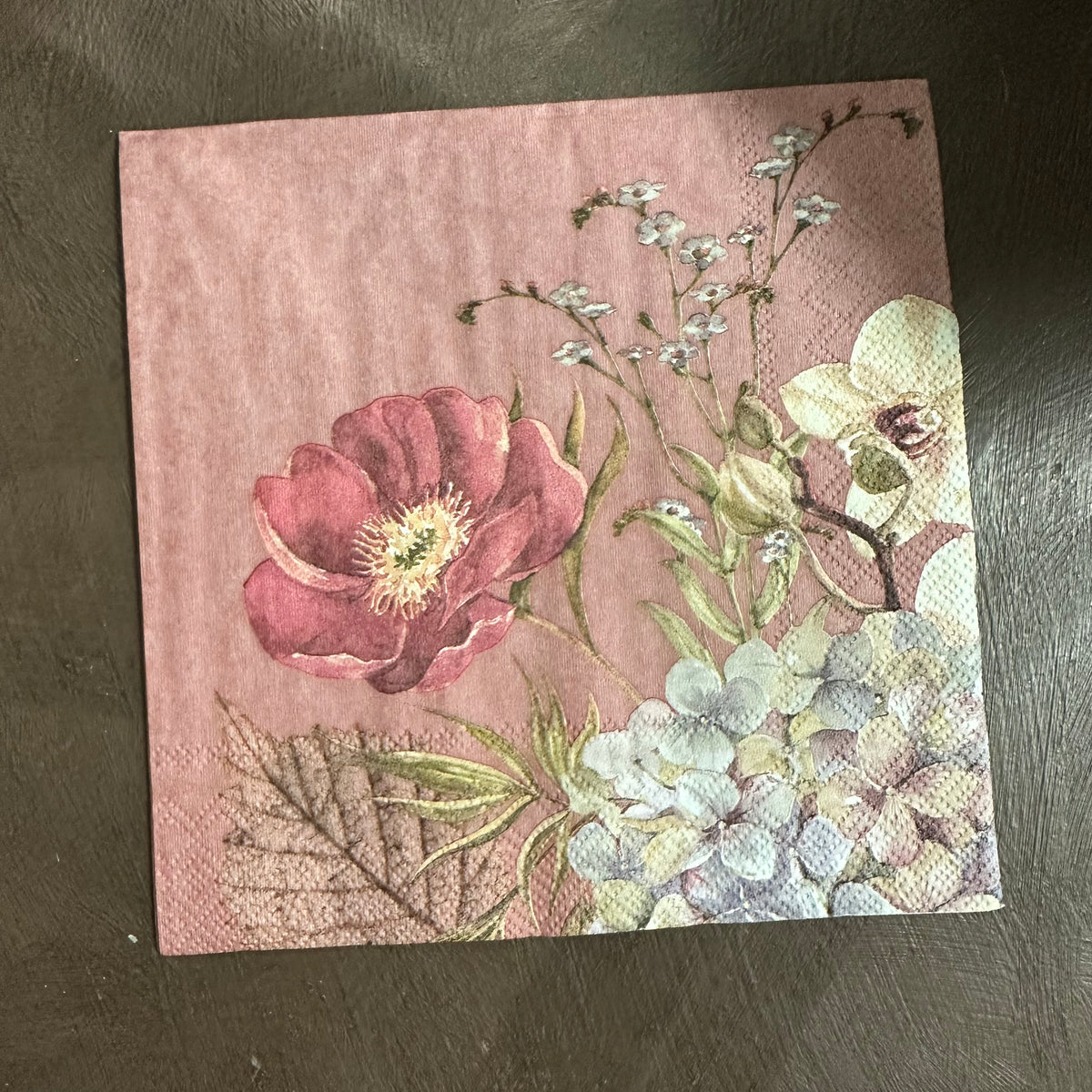 Belles Fleur Old Rose Napkin for Decoupage