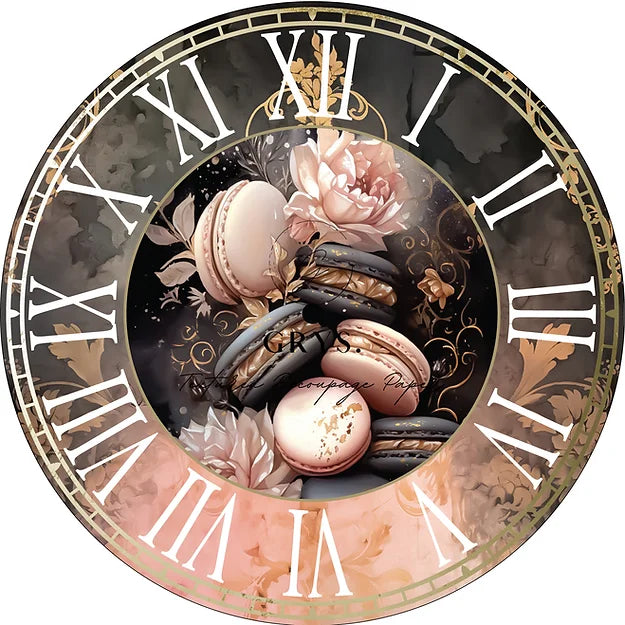 Clock Macaron Paper for Decoupage