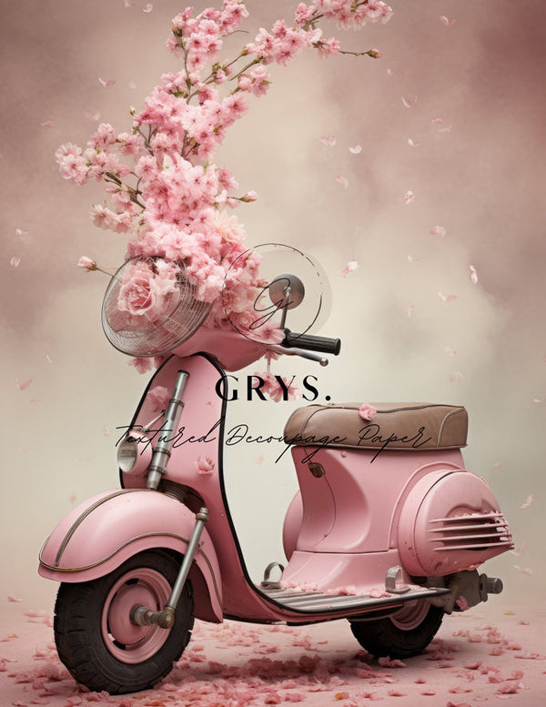 Pink Scooter Paper for Decoupage A4