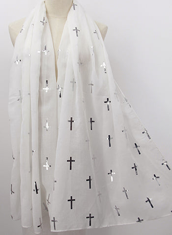 The Villa Collection I White Demi Cross Scarf