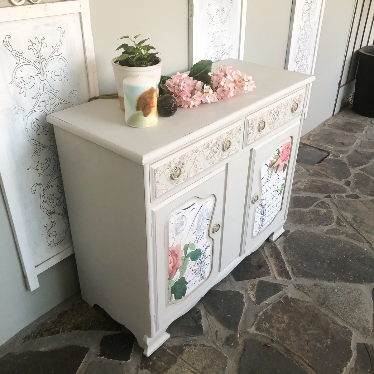 Imperial Linen Decoupaged Sideboard