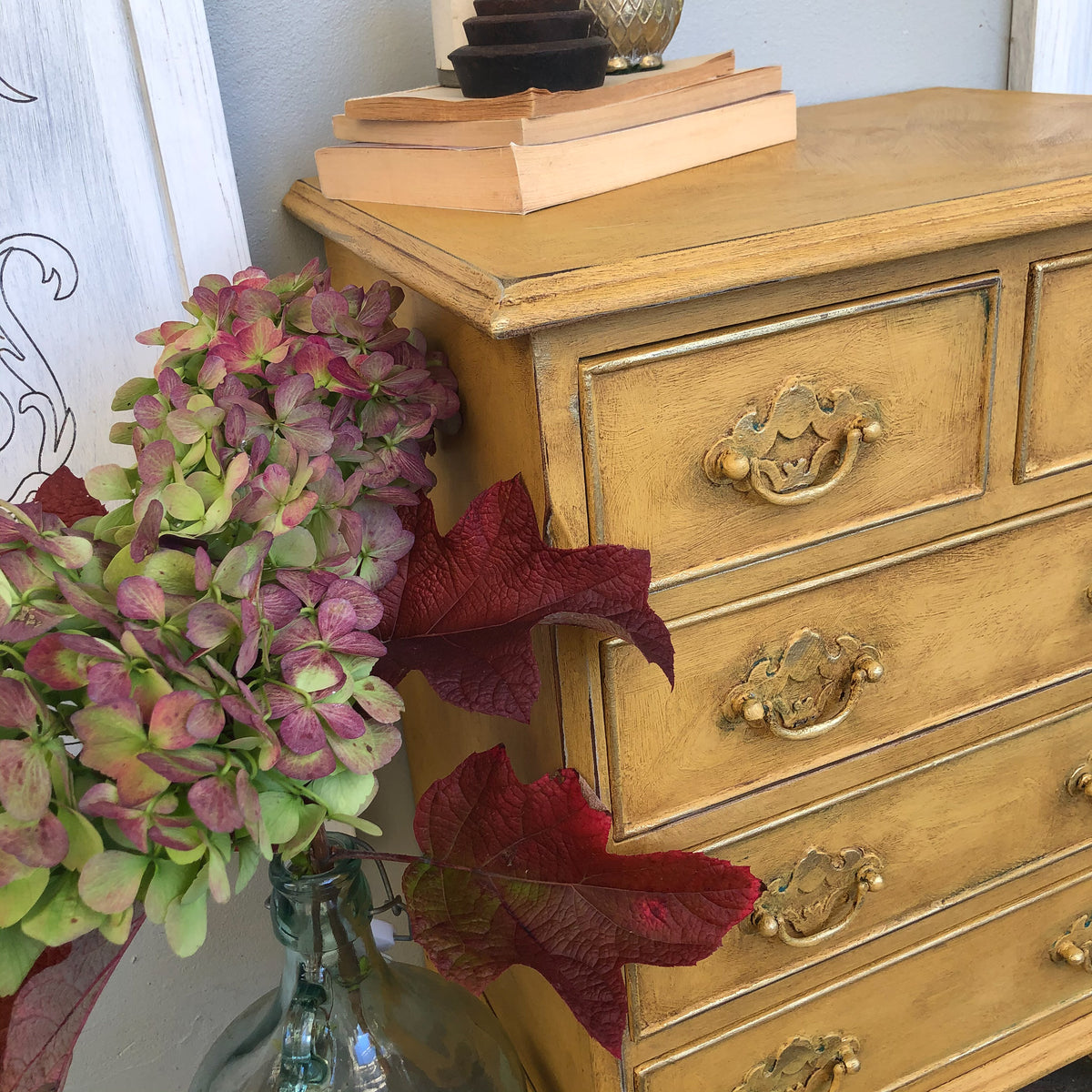 Country Mustard Rustic Side Table | Paint Me Vintage