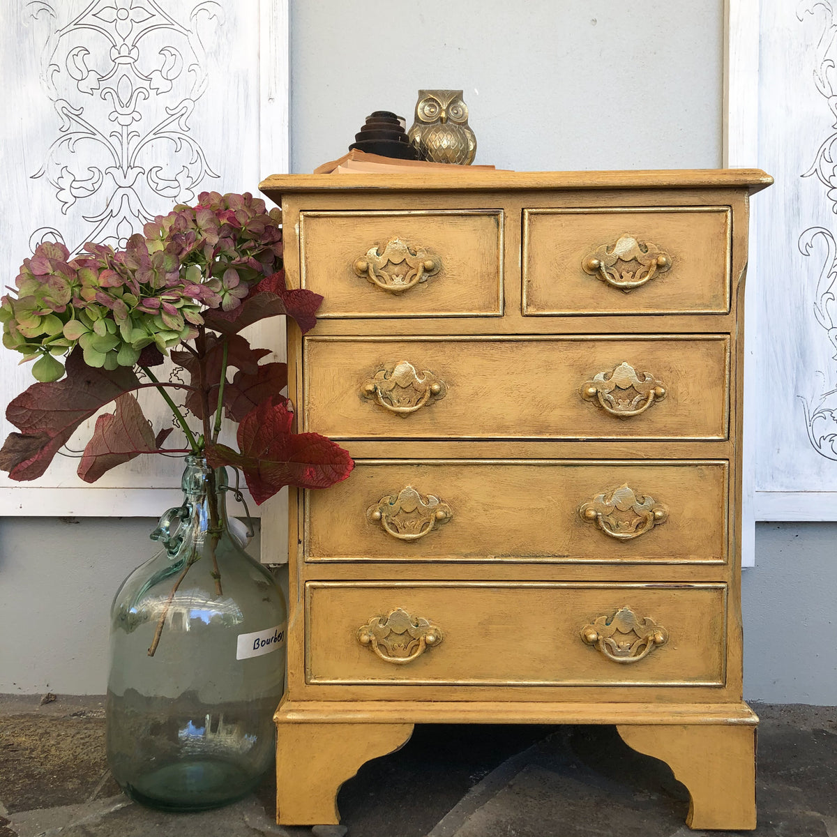 Country Mustard Rustic Side Table | Paint Me Vintage