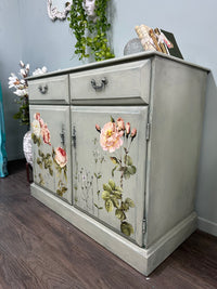 Rubbed Sage Floral Parisienne Sideboard | Paint Me Vintage