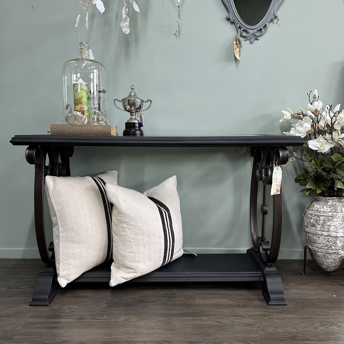 Carbon Black wood metal glass Hall Table | Paint Me Vintage