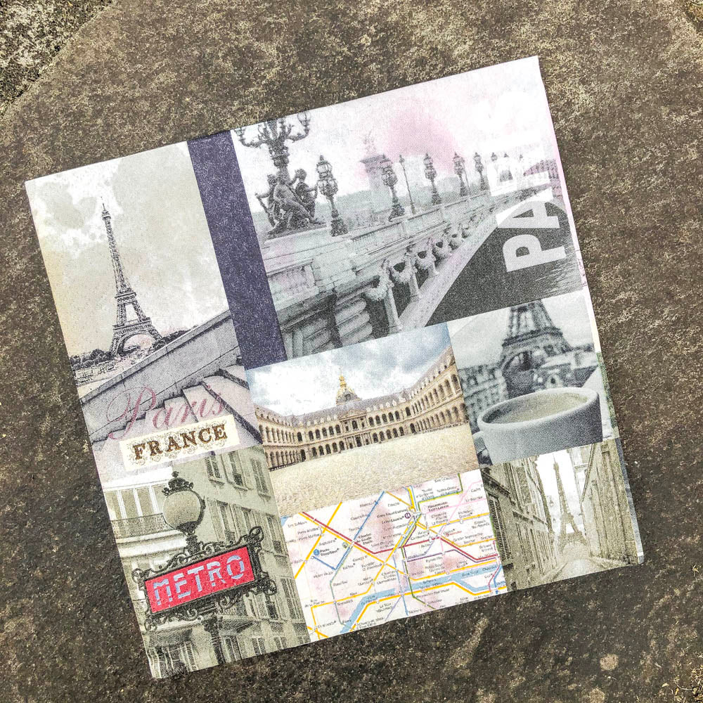 Napkin for Decoupage Paris Collage NZ