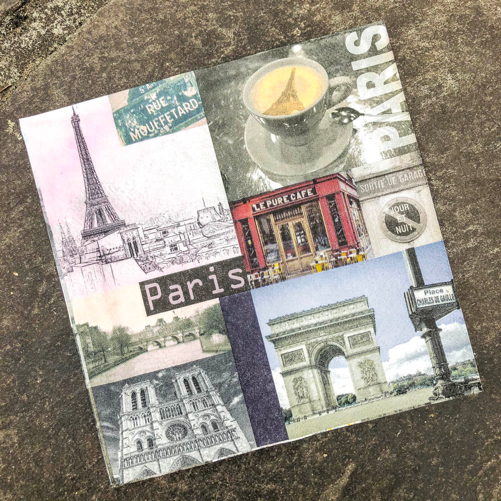 Napkin for Decoupage Paris Collage NZ