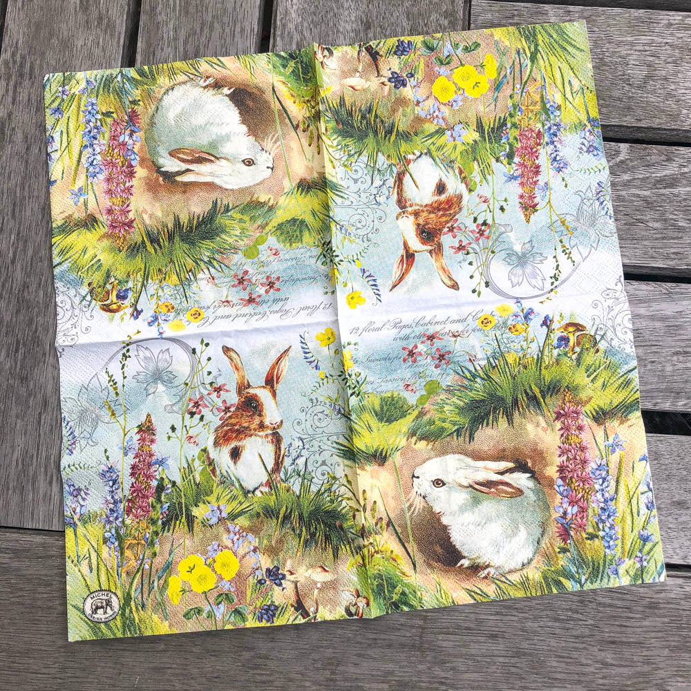 Bunnies Napkin for Decoupage | Paint Me Vintage