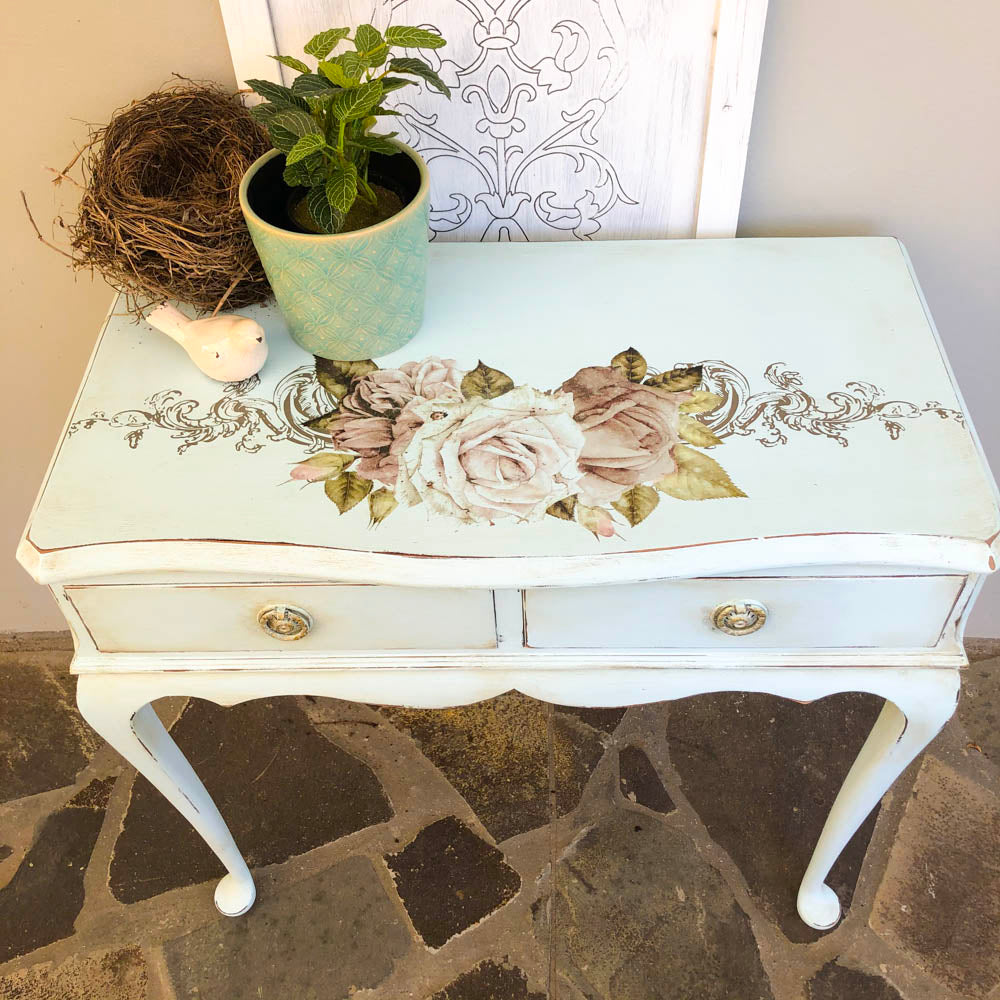 Moonstone & Floral Curved Hall Table - unavailable