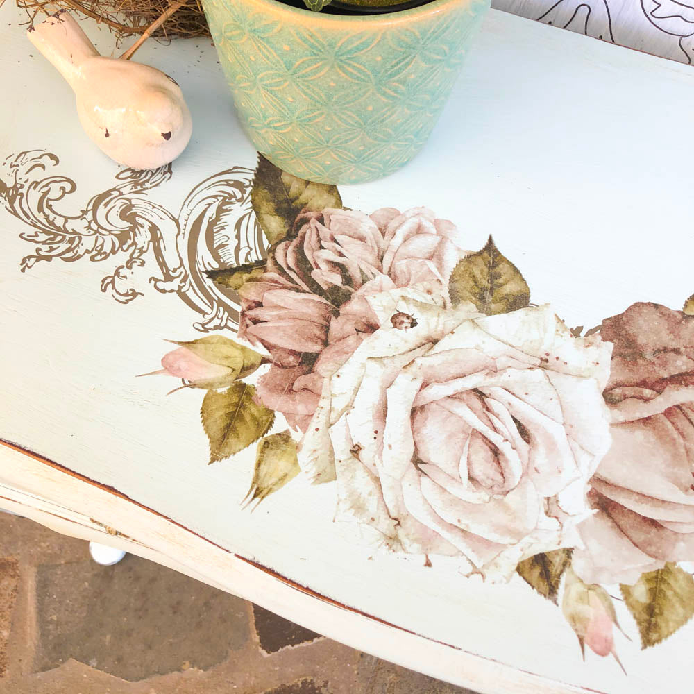 Moonstone & Floral Curved Hall Table - unavailable