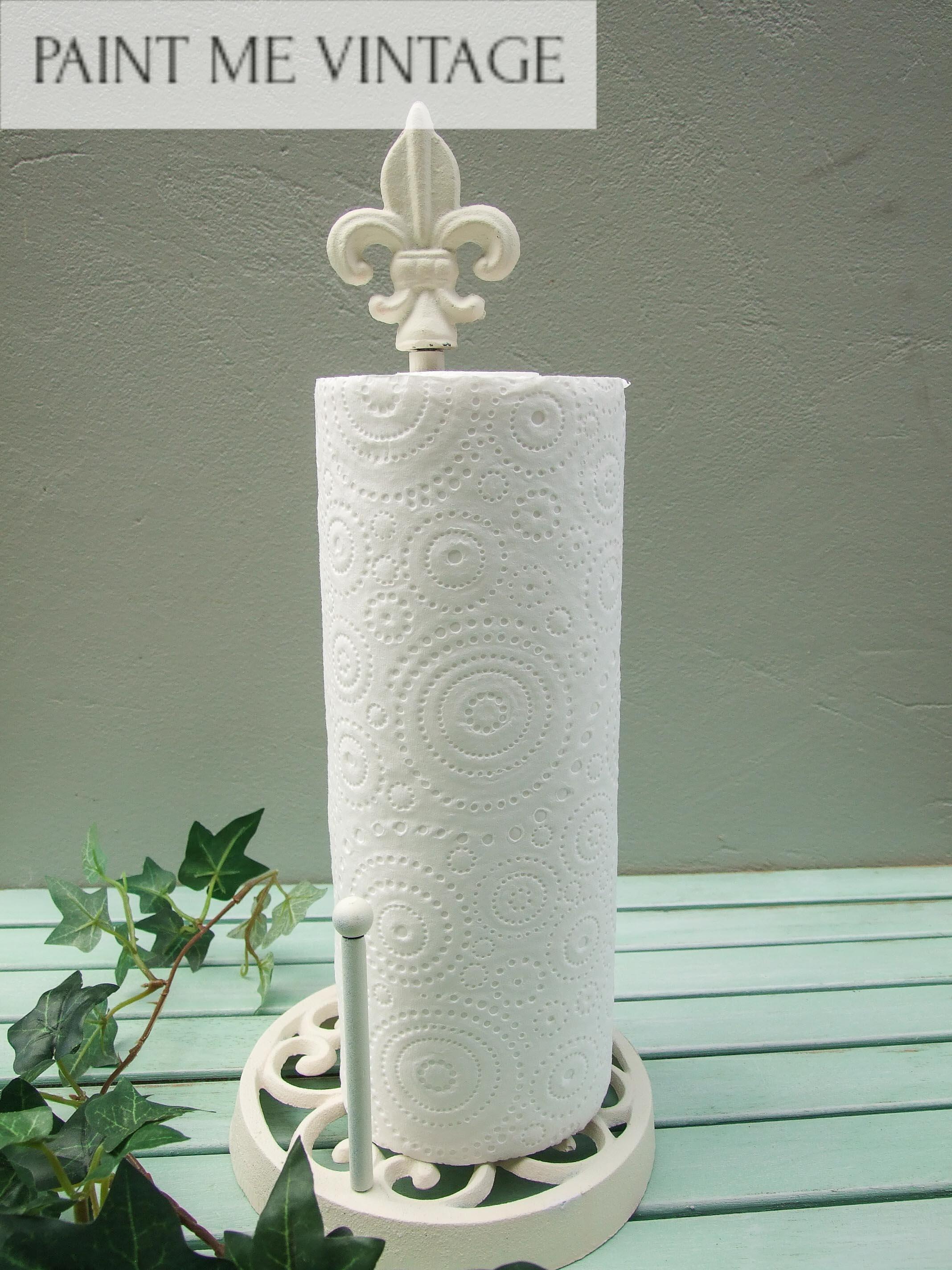 Antique White Paper Towel holder Paint Me Vintage