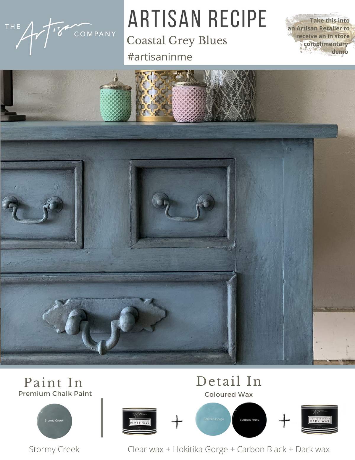 Artisan Paint Recipe Coastal Grey Blues with Stormy Creek