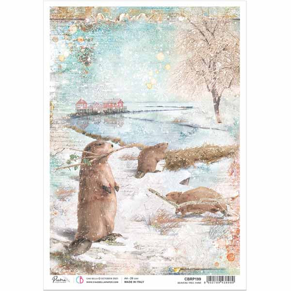 Beavers Tree Farm Rice Paper for Decoupage A4