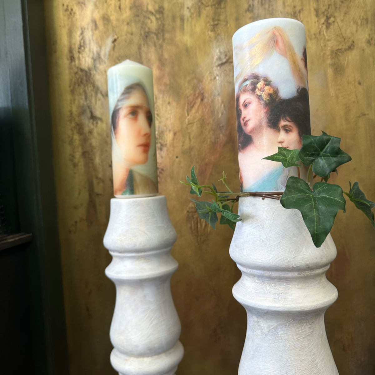 French Chateau White Bespoke Candlesticks | Paint Me Vintage