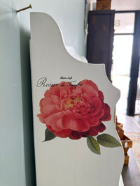 Red Roses and White Bookshelf display