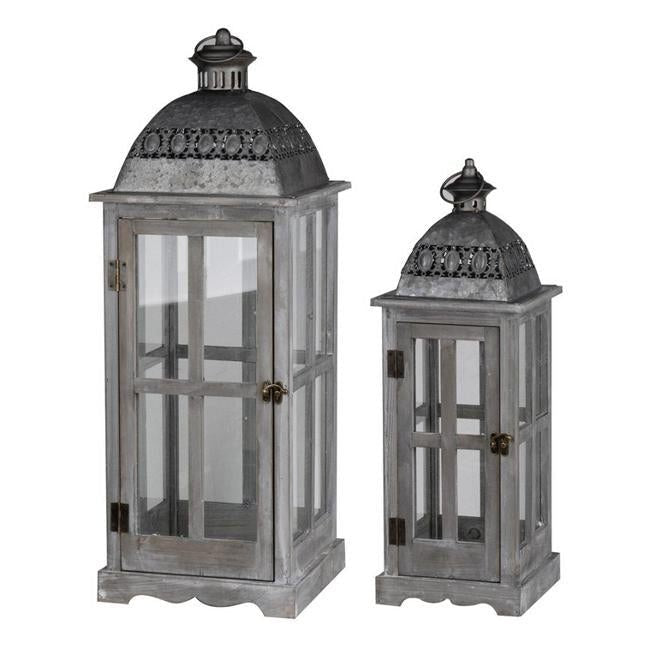 Lantern Grey washed wood and metal Medium