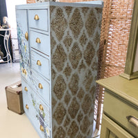 Toulouse Riot of Blues Tall Dresser | Paint Me Vintage